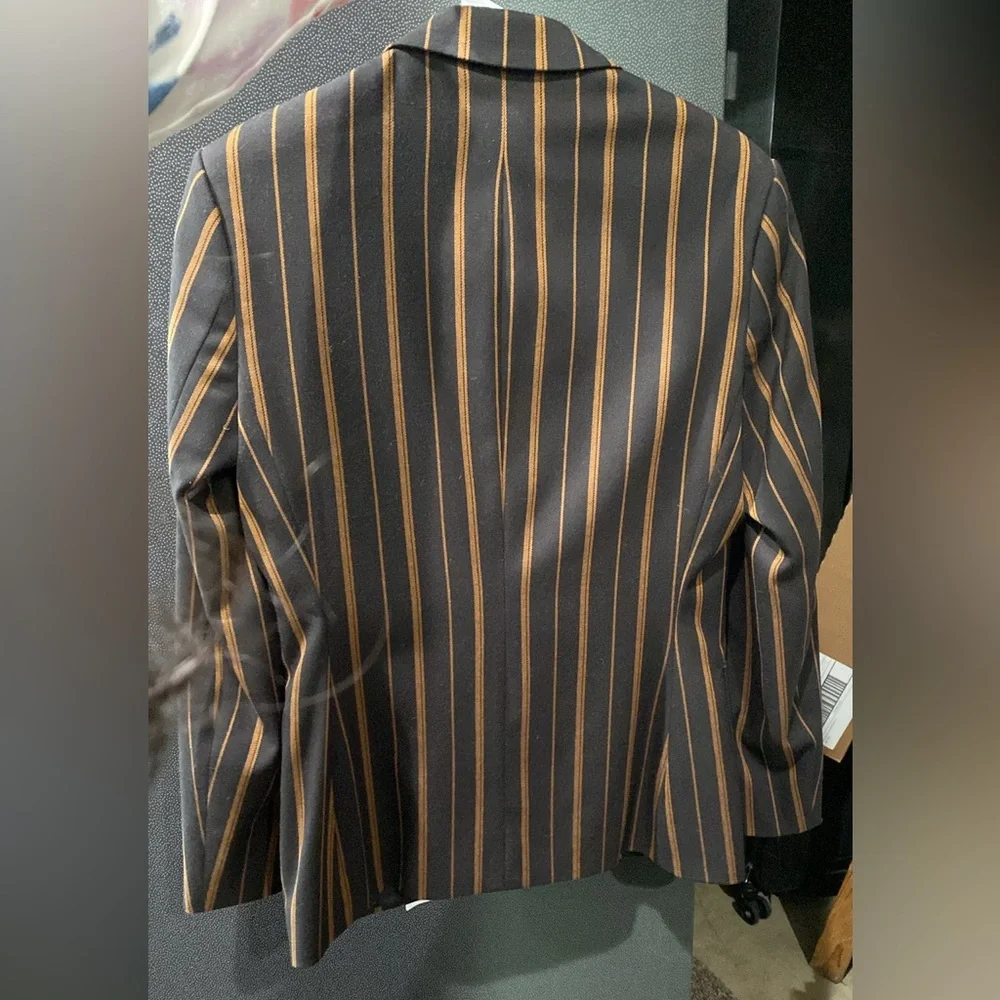 ASOS DESIGN skinny suit jacket in tobbaco stripe